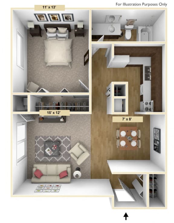 Roseland One Bedroom Floor Plan Roseland One Bedroom Floor Plan at Windsor Place, Michigan
