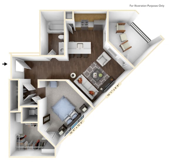 Floor Plan  S1 - Studio Floor Plan at Avant Apartments, Indiana, 46032