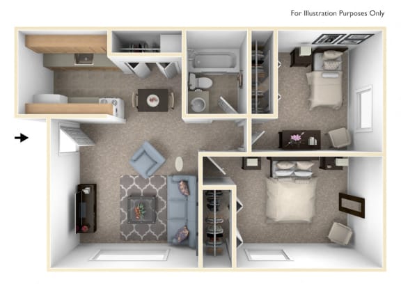 Two Bedroom - Standard Floor Plan at Wood Creek Apartments, Wisconsin