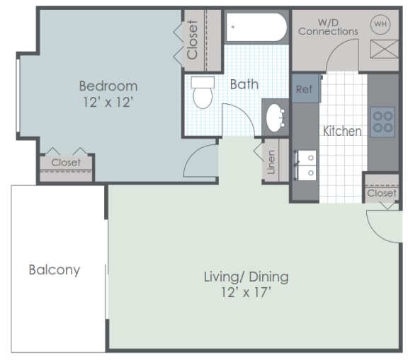 Floor Plan  1 Bedroom 1 Bath 740 sq ft floor plan image