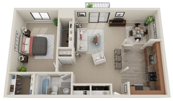 Floor Plan  One bedroom 3D floorplan