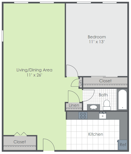Floor Plan  One bedroom floorplan layout