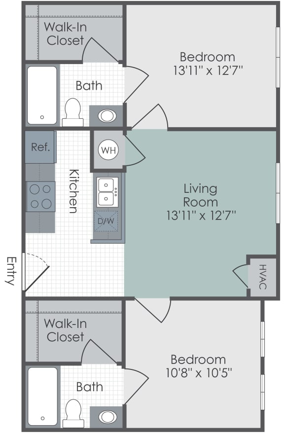 floor plan for 2 bedroom 2 bath 710