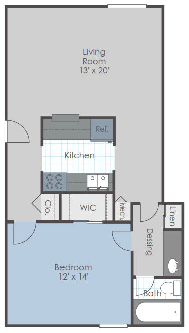 Floor Plan  One bedrdoom floorplan layout