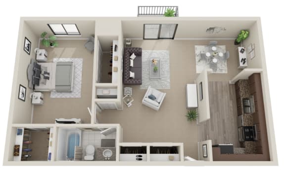 Floor Plan  One bedroom 3D floorplan