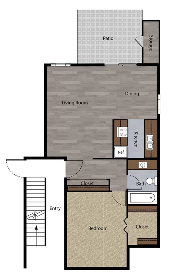 One Bedroom Floorplan at St. Charles Oaks Apartments, California, 91360