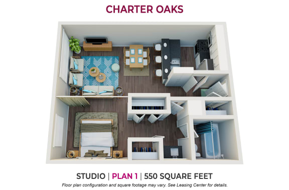 Studio 1 bathroom floor planat Charter Oaks Apartments, Thousand Oaks, CA, 91360