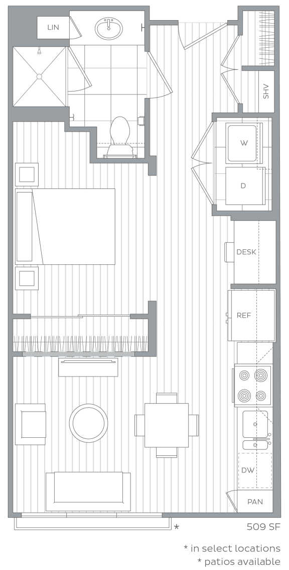 Lake Boone studio floor plan