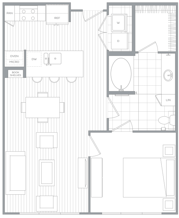 Lake Boone 1BR floor plan