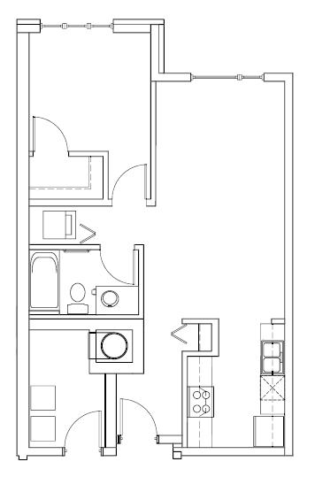 Relive &#x2013; 1 Bedroom 1 Bath Floor Plan Layout &#x2013; 633 Square Feet