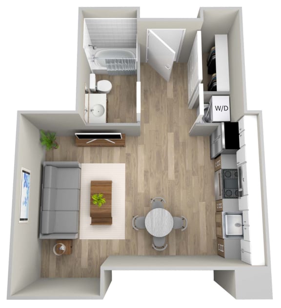 a floor plan of a 1 bedroom apartment at the residences at silver hill in suitland,