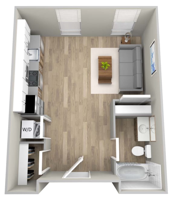 a floor plan of a 1 bedroom apartment at the residences at silver hill in suitland,