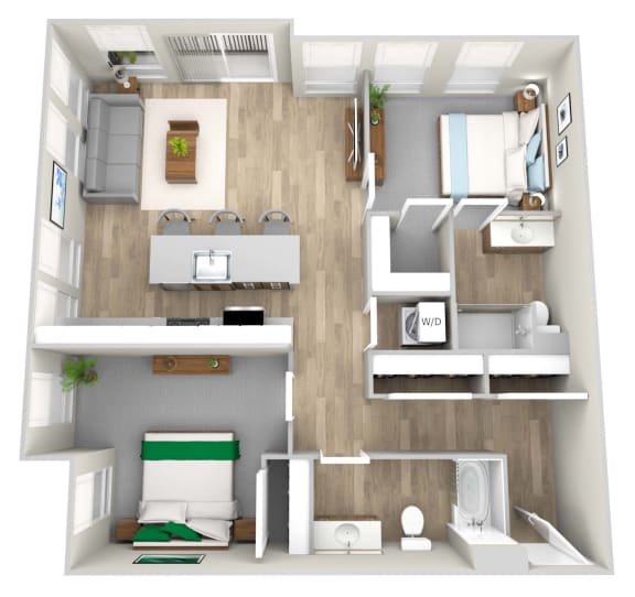 Floor Plan  a floor plan of a 1 bedroom apartment at the crossings at white marsh apartments in white marsh