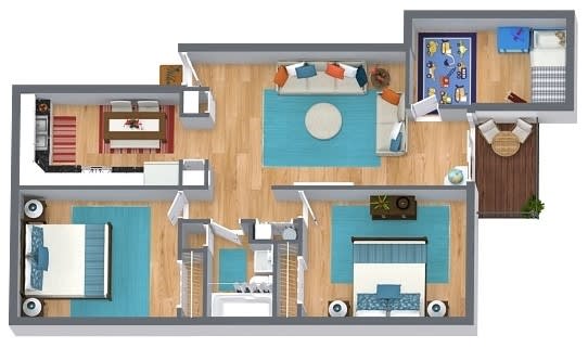 Floor Plan  Two Bedroom with Den