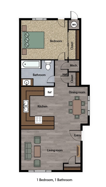 Moore Village Mutual Housing Community 1-bedroom floorplan