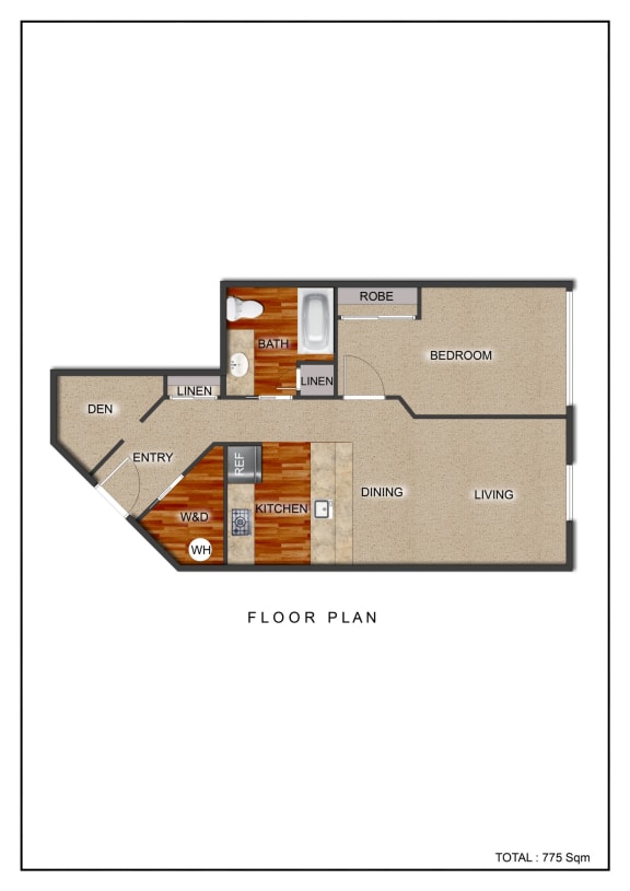 Floor Plan  LaVie at Queen Anne Apartments One Bedroom One Bath Floor Plan