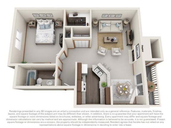 The Lakehouse Apartments Floor Plan 1x1 The Basin
