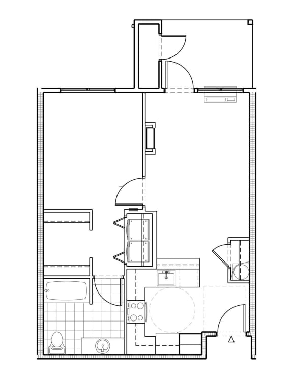The Elwood Apartments Olive One Bedroom One Bathroom Floor Plan