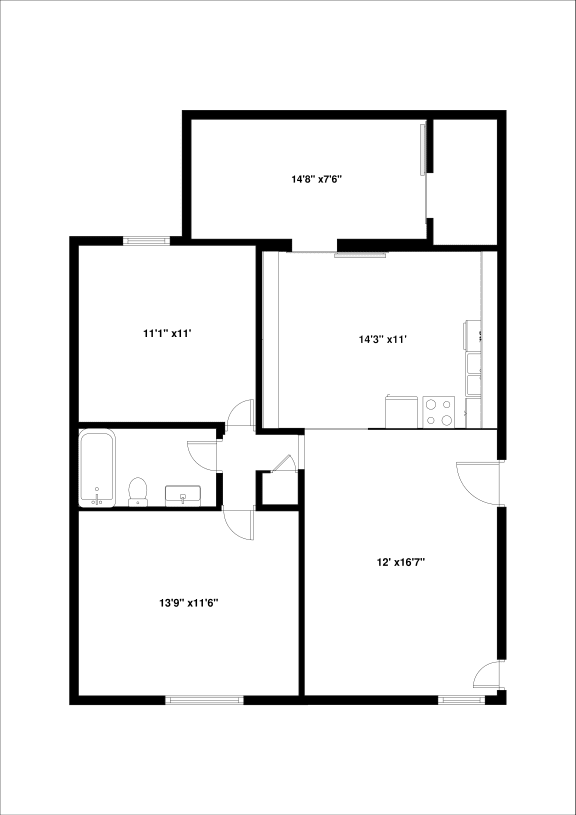 Morain Estates Apartments 2x1 C Floor Plan