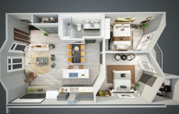Floor Plan  Satori Apartments 2x1 3D Floor Plan