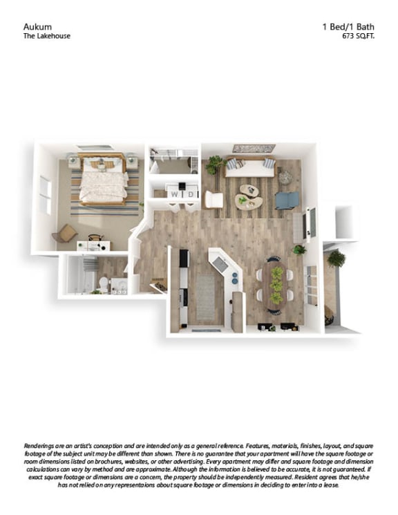 The Lakehouse Apartments Floor Plan 1x1