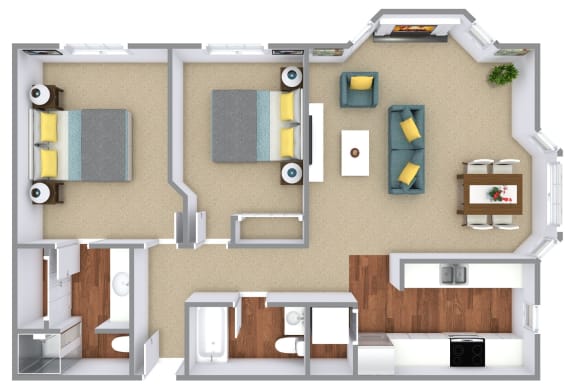 Floor Plans of Bayview Apartment Homes in Federal Way WA