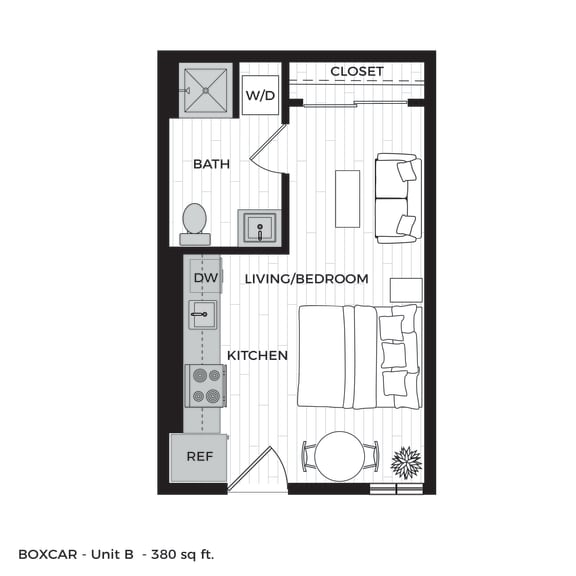 Boxcar Apartments B1 Furnished Floor Plan