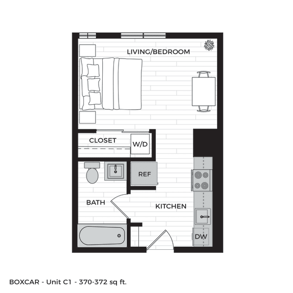 Boxcar Apartments C1 Furnished Floor Plan