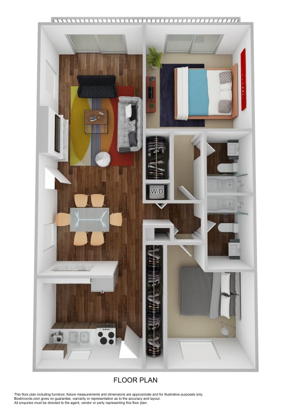 Ascent on Steamboat Apartments Canyon Two Bedroom Two Bathroom Floor Plan