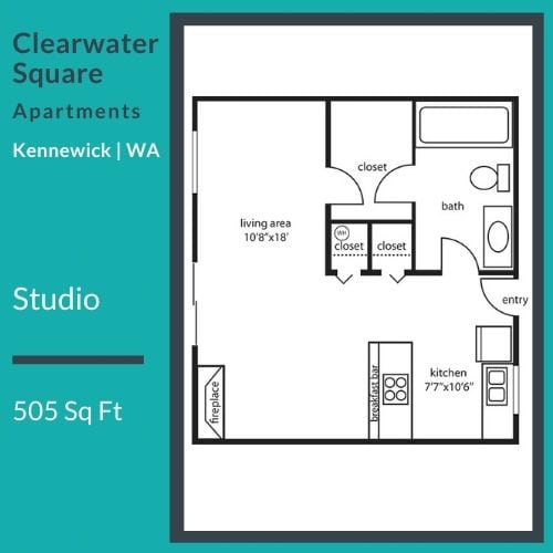 Floor Plan  Clearwater Square Apartments Studio Floor Plan