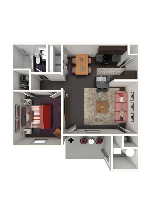 Huntington Meadows One Bedroom Floor Plan
