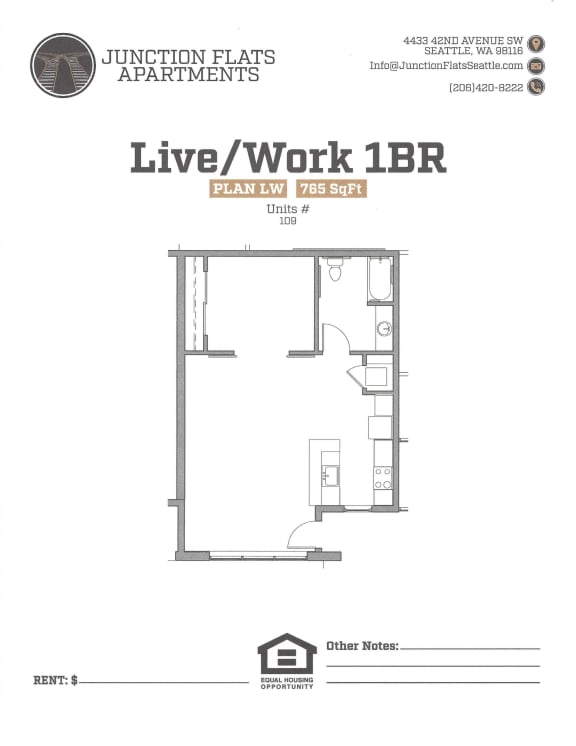 Junction Flats and Landing One Bedroom Live Work Floor Plan