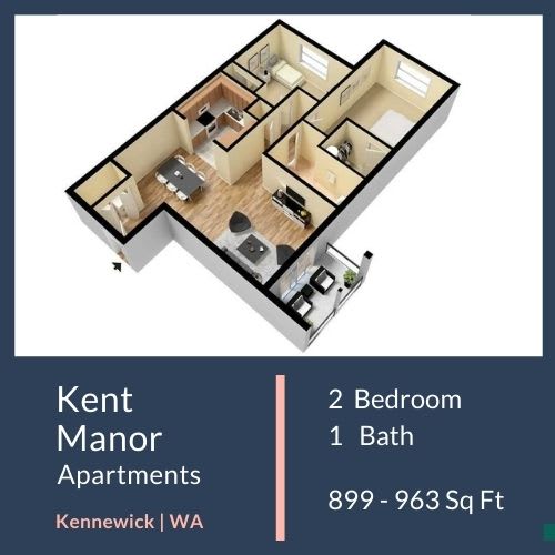 Floor Plan  Kent Manor Apartments 2x1 Floor Plan