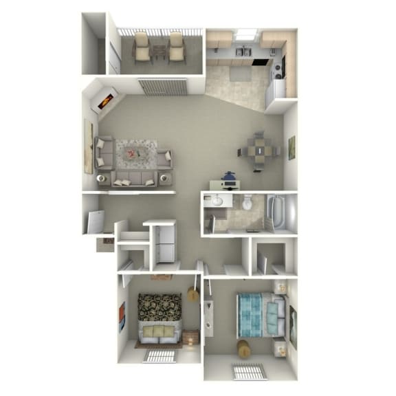 Northtowne Summit Apartments B1 3D Floor Plan