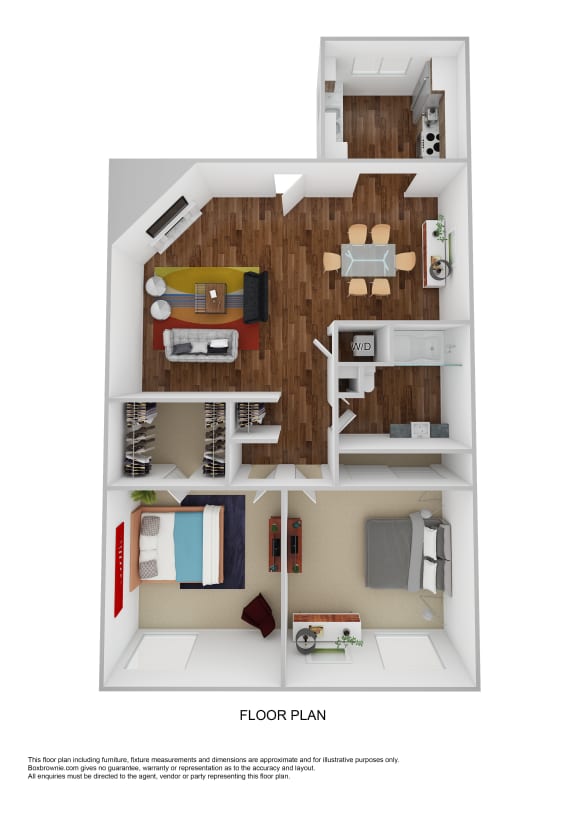 Floor Plan  Ascent on Steamboat Apartments Oasis Two Bedroom One Bathroom Floor Plan