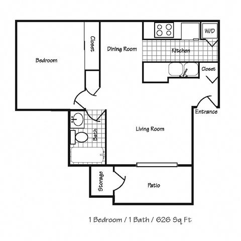  Floor Plan 1x1 626 SF