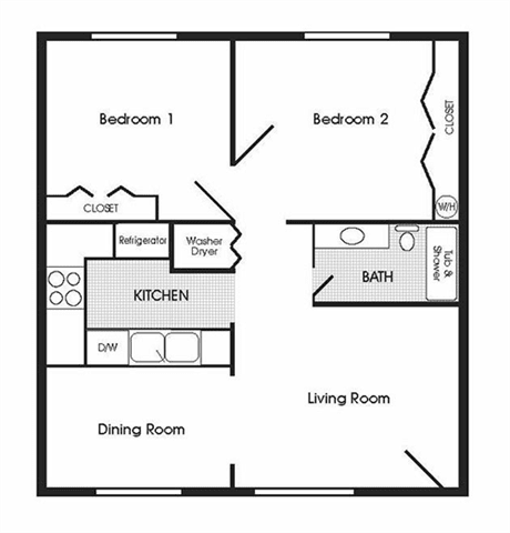 Floor Plan  Parkview Apartments Two Bedroom Floor Plan