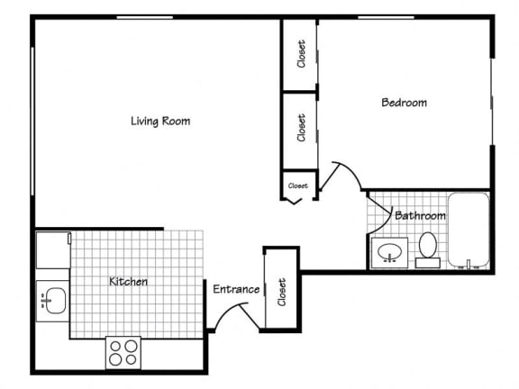Floor Plan  1x1: Bld 615-625