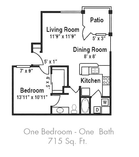 The Layne at Peccole Ranch Areca One Bedroom Floor Plan