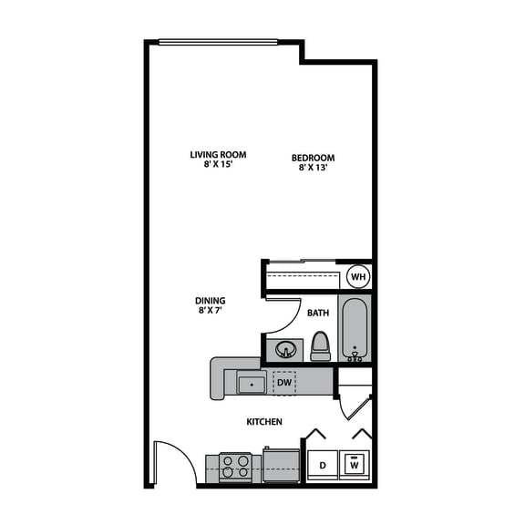 Regency Park Apartments Studio Interior Floor Plan