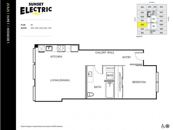 Sunset Electric One Bedroom E Floor Plan