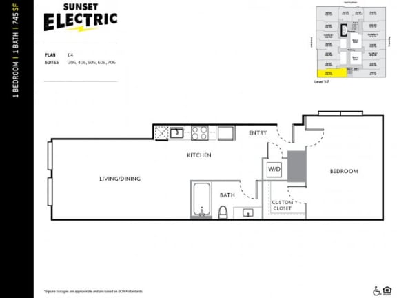 Sunset Electric One Bedroom L Floor Plan