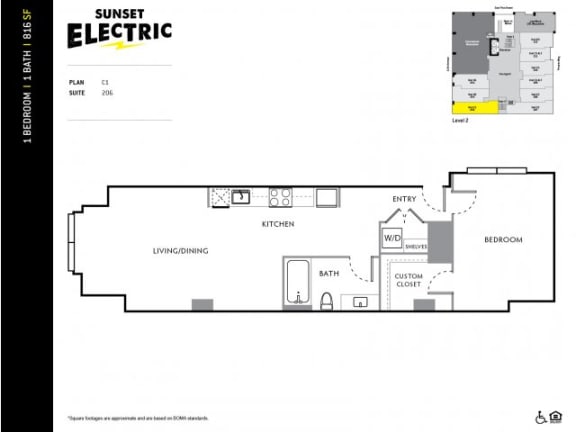 Sunset Electric One Bedroom M Floor Plan