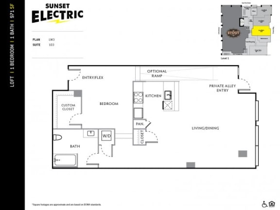 Sunset Electric One Bedroom S Floor Plan