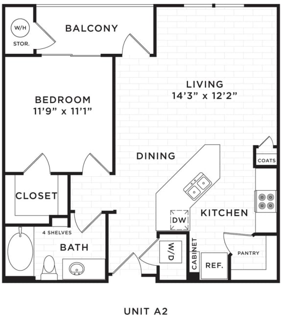 The Mercer Apartments A2 Floor Plan