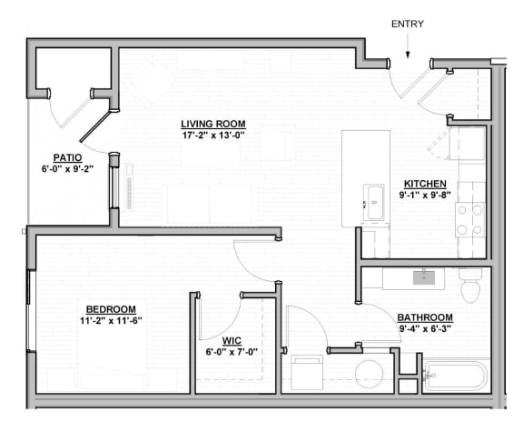 Floor Plan  Cypress at Triple Ridge Apartments 1 Bed 1 Bath A Floor Plan