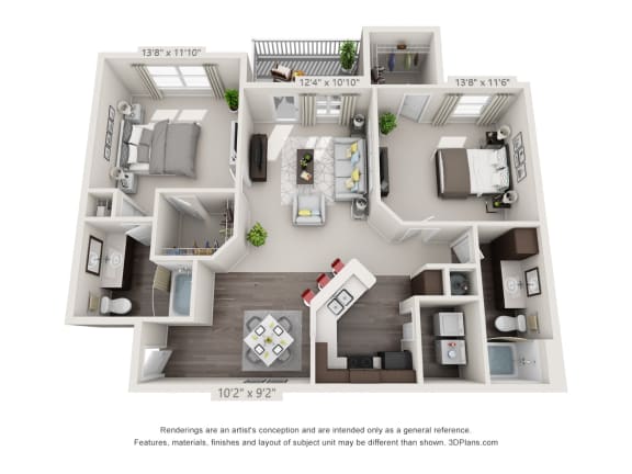 The Banks at Rivergate Two Bedroom Two Bathroom Floor Plan