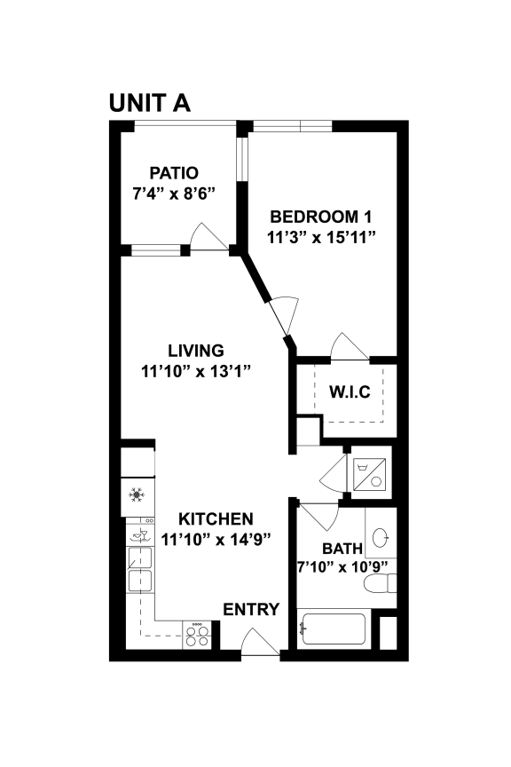 Jefferson SoLA Apartment Home A One Bedroom Floor Plan
