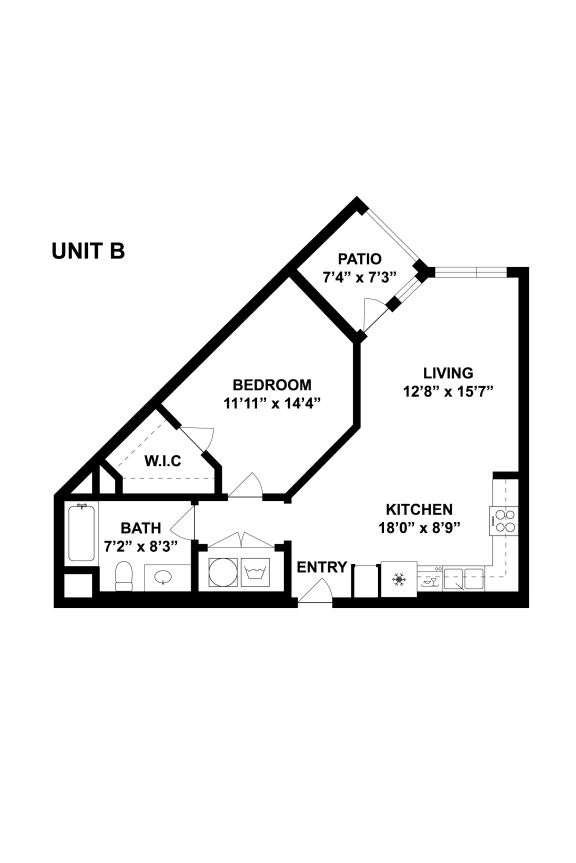 Jefferson SoLA Apartment Home B One Bedroom Floor Plan