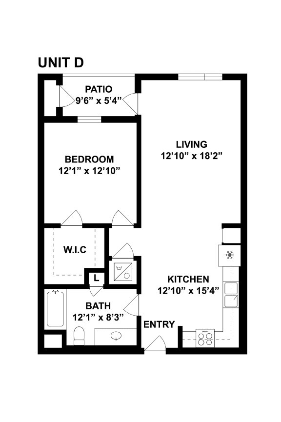 Jefferson SoLA Apartment Home D One Bedroom Floor Plan